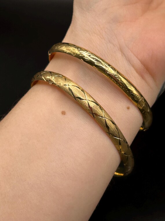 Estate Stackable 14k Gold Mixed Bangles Bracelets… - image 6