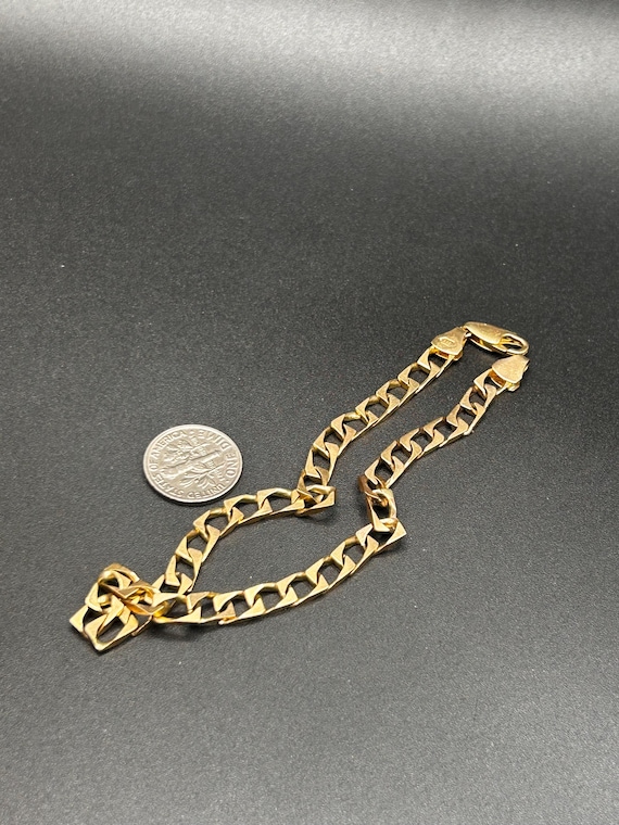 Estate Stackable 9k Gold Link Chain Bracelet - 3/… - image 9