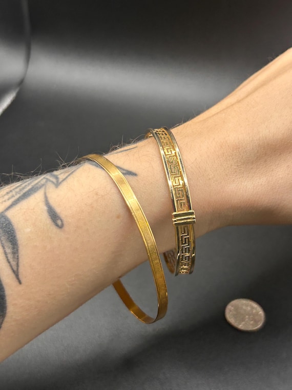 Estate Stackable 18k Gold Mixed Bangle Bracelets … - image 5