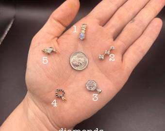 Estate Stackable 10k Gold Mixed Diamond Charms Bands- 3/27/26 - LOT JJ