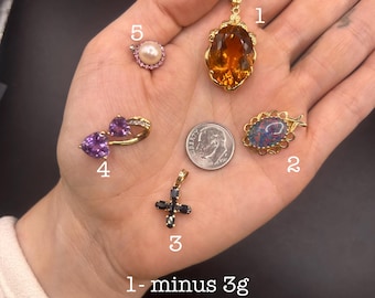 Estate Stackable 14k Gold Mixed Charms Pendants - 4/23 - LOT O