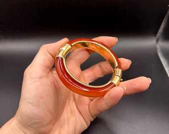 Estate Stackable 14k Gold Jade Bangle Bracelet - 6/1 - LOT A