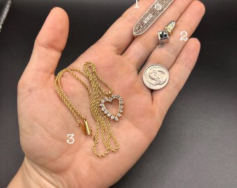 Estate Stackable 14k Gold Mixed Diamond Pendants Charms - 6/1 - LOT H