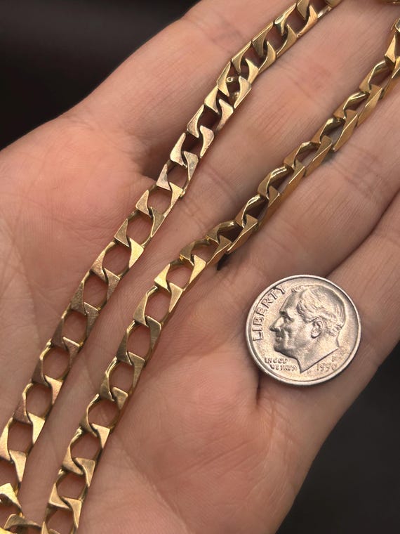 Estate Stackable 9k Gold Link Chain Bracelet - 3/… - image 7