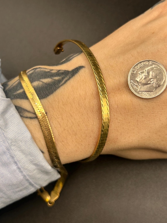 Estate Stackable 14k Gold Mixed Link Bracelets - … - image 5