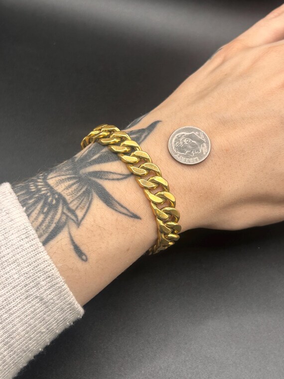 Estate Stackable 18k Gold Solid Link Bracelet - 2… - image 10