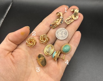 Estate Stackable 14k Gold Mixed Hoop Stud Dangle Earrings - 3/25/26 - LOT O