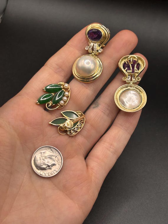 Estate Stackable 14k Gold Mixed Chains Necklaces … - image 4