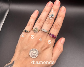 Estate Stackable 10k Gold Mixed Diamond Rings Bands - 5/20 - LOT O