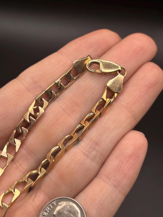 Estate Stackable 9k Gold Link Chain Bracelet - 3/… - image 5