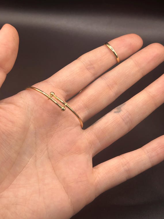 Estate Stackable 18k Gold Mixed Bangle Ring Set -… - image 9