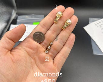 Estate Stackable 14k Gold Mixed Diamond Pendants Charms - 6/8 - LOT M