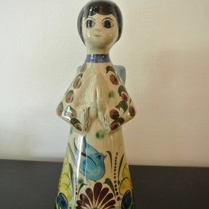 Angel candle holder - signed and numbered candle holder - hand painted - Tonala Mexico
