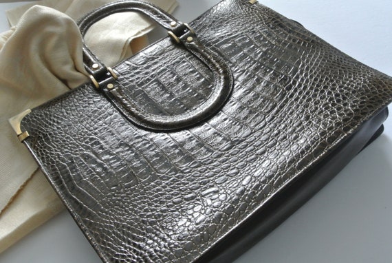 Sac à main - embossé crocodile -Maxime - fabriqué au Canada