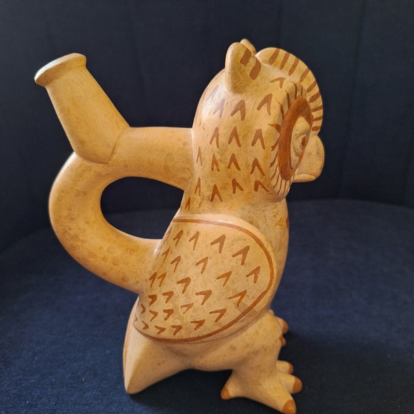 Poterie étrier/réplique moche/vase étrier à tête de hibou