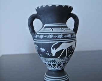 Greek vase - black and white - handmade