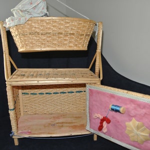 Wicker doll furniture - wardrobe and bassinet - dolls - antique