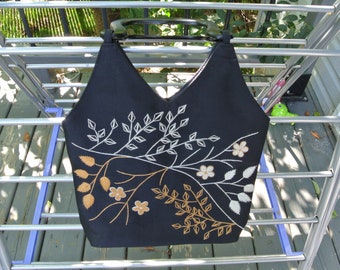 100% silk handbag with embroidery - handmade