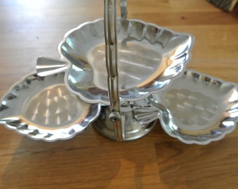 Expositor de tarta- Plegable- Tres niveles - Metal - Vintage -