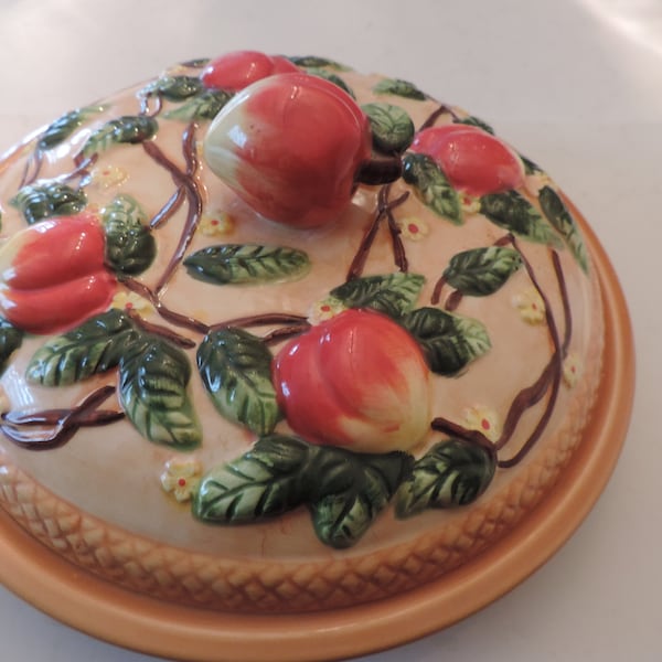 Ceramic pie dish (large format), with lid - peaches