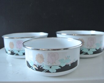 アンティークガラスボウル3個セット、1940年代のヴィンテージガラス