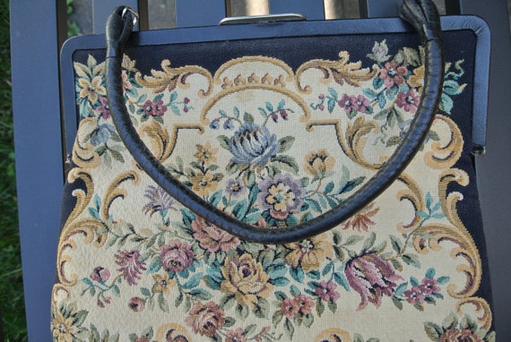 purse - fabric tapestry - antique - image 4