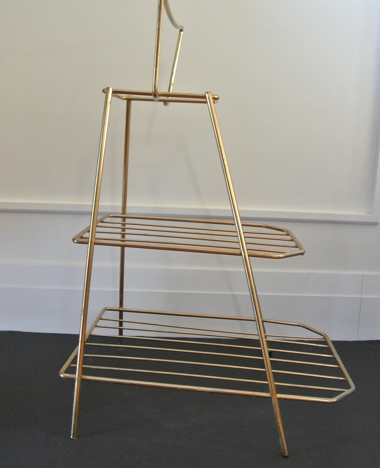Gold Metal Shelf Midcentury Three Levels Etsy Australia
