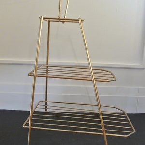 Gold metal shelf - mid-century - three levels