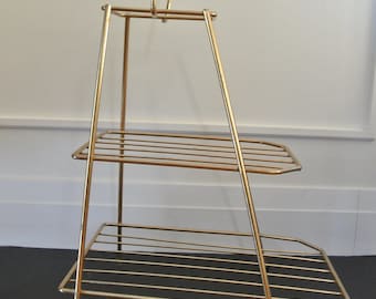 Mensola in metallo dorato - metà secolo - tre livelli