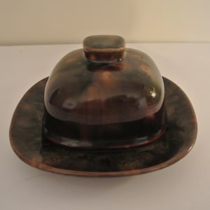 Plato de mantequilla -Pottery- cerámica de Beauce - Quebec