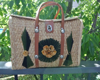 Wicker bag - Vintage - beach bag - wicker basket