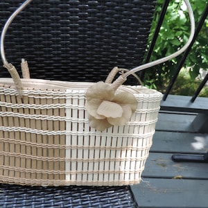 Beige natural rope shoulder bag