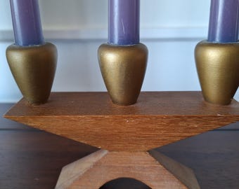 Bougeoir trois branches - bois  (Vendu à l'unité)