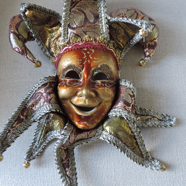 Masque décoratif - masque vénitien Joker - peint à la main - Carnaval de Venise (Italie)