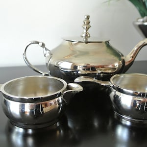 Small teapot - sugar bowl - cream pot - silverware - vintage