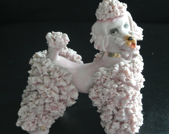 Figura perro caniche - porcelana rosa - colección