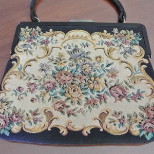 handbag - tapestry fabric - antique