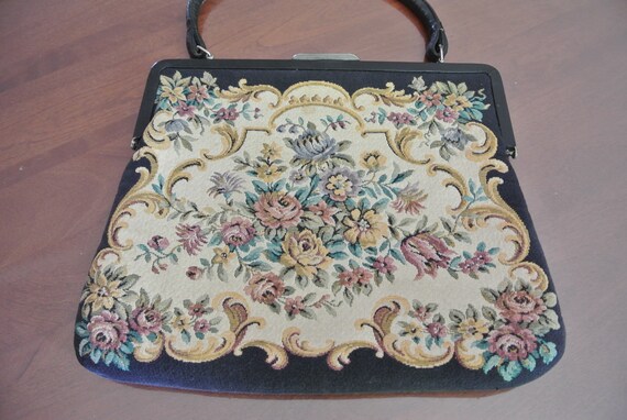 purse - fabric tapestry - antique