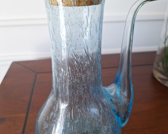 Blue bubble carafe - signed Biot