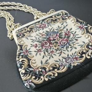 handbag - tapestry fabric - vintage