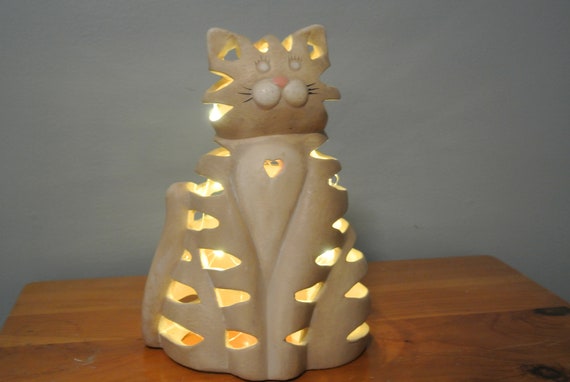 Photophore chat en céramique poterie -  France