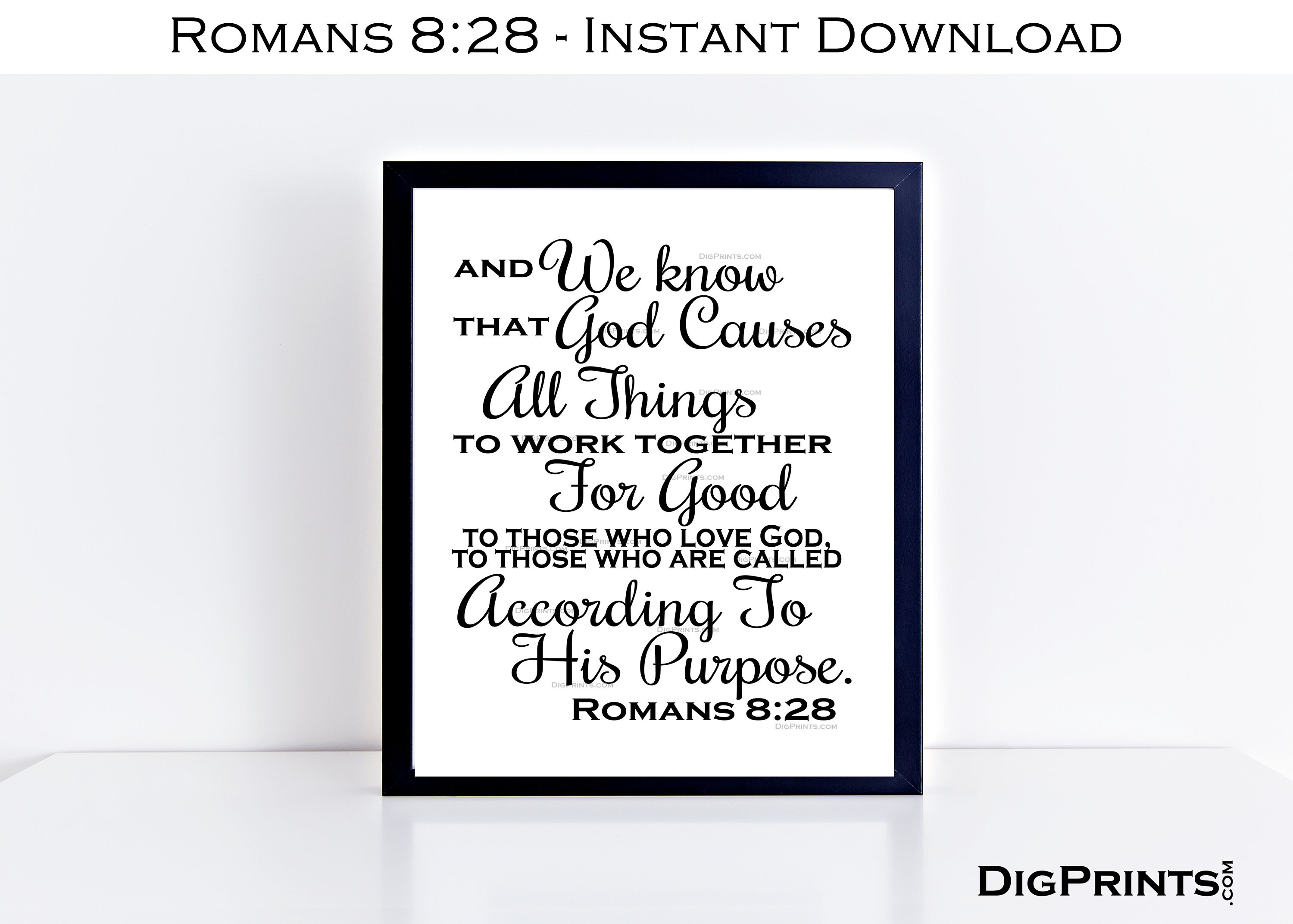 Bible Verse Printable Romans 8:28 Print Scripture Print | Etsy