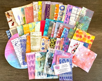 Handmade Colorful Unique Collage Art Journal Pages, Collage Fodder, paper crafting, junk journal  (102)