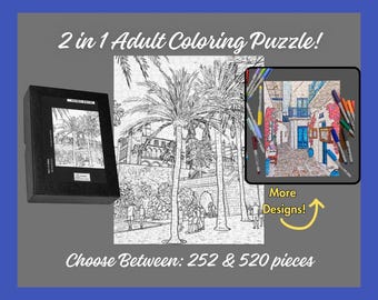 Palma de Mallorca Adult Coloring Jigsaw Puzzle! Mediterranean Puzzle for Adults- Travel- Cruise Ship Port- Retirement Gift- Artistic Gift