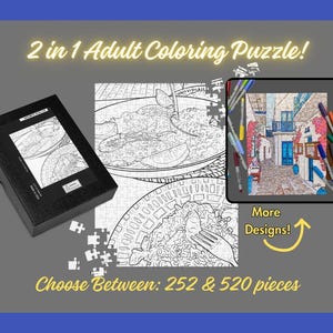 Valencia, Spain Adult Coloring Jigsaw Puzzle! Mediterranean Puzzle for Adults- Travel- Cruise Ship Port- Retirement Gift- Creative Gift Idea