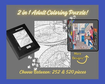 Valencia, Spain Adult Coloring Jigsaw Puzzle! Mediterranean Puzzle for Adults- Travel- Cruise Ship Port- Retirement Gift- Creative Gift Idea