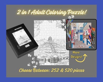 Haifa, Israel Adult Coloring Jigsaw Puzzle! Mediterranean Puzzle for Adults- Travel- Cruise Ship Port- Hanukah Gift- Puzzle Enthusiasts