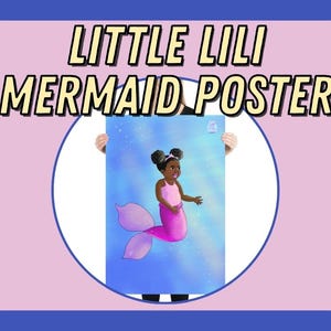 Mermaid Poster! Little LiLi Toddler Room Decor, Mermaid Art, &quot;Happy Mermaid Learning&quot; Kids Poster with Bright Colors. Perfect Gift!