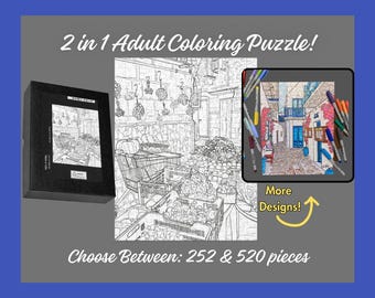 Italian Market Adult Coloring Jigsaw Puzzle! Mediterranean Puzzle for Adults- Travel- Cruise Ship Port- Retirement Gift- Puzzle Enthusiasts