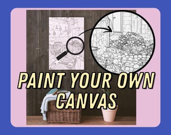 Paint Your Own Italian Market! Beautiful Outline for Painting on Canvas- Acrylic DIY- Create Your Own Original Painting- Mediterranean Art
